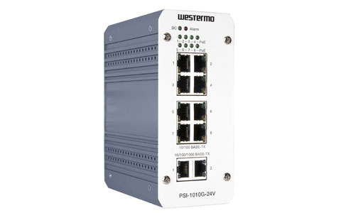 Industrial 8 PoE+2Gb Booster PoE Switch, PSI-1010G-24V by Westermo.