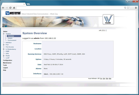 WeOS Westermo operating system interface.